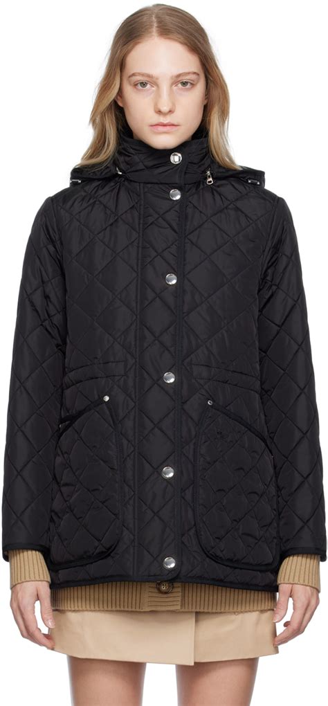 burberry black padded coat|burberry pea coat women's.